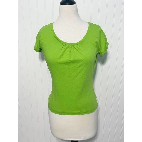 Lilly Pulitzer Scoop Neck Puff Sleeve Tee T-Shirt Bright Green XS Extra Small‎ - Picture 1 of 9